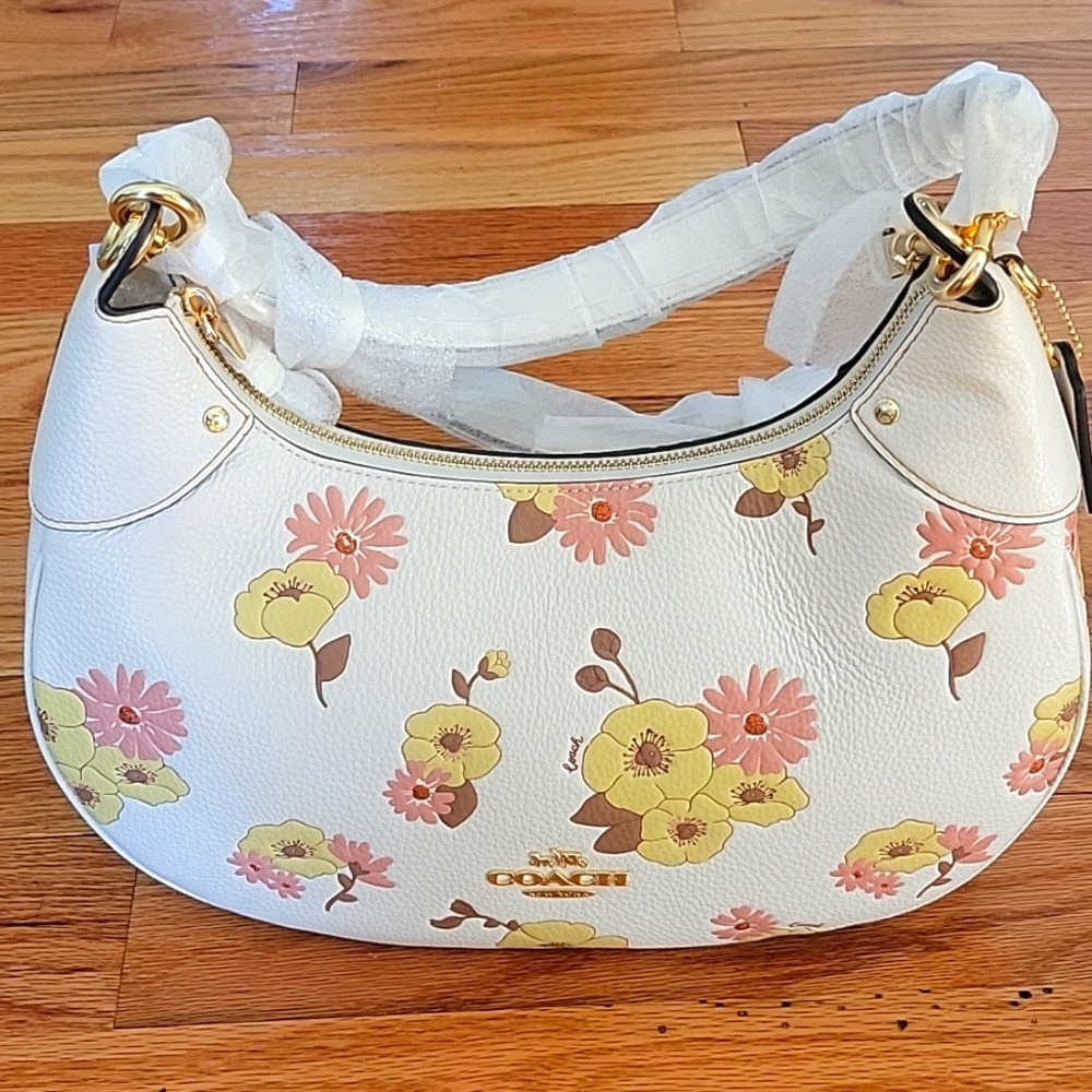 Coach Mara Hobo With Floral Cluster Print Gold/Chalk Multi BRAND NEW